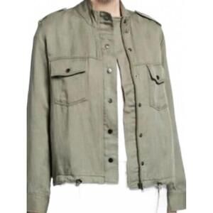 Rails Collins Jacket Size XS Military Utility Sage Green Zip Snap Linen Lyocell